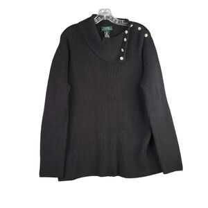 Polo Ralph Lauren LRL Sweater Pullover Women’s Size Medium M Black Chunky Knit